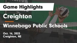 Creighton  vs Winnebago Public Schools Game Highlights - Oct. 16, 2023