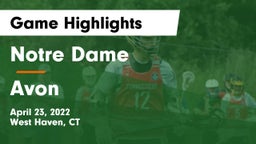 Notre Dame  vs Avon  Game Highlights - April 23, 2022