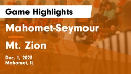 Mahomet-Seymour  vs Mt. Zion  Game Highlights - Dec. 1, 2023