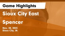 Sioux City East  vs Spencer  Game Highlights - Nov. 28, 2023