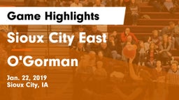 Sioux City East  vs O'Gorman  Game Highlights - Jan. 22, 2019