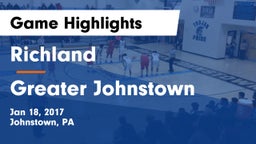 Richland  vs Greater Johnstown  Game Highlights - Jan 18, 2017