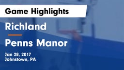 Richland  vs Penns Manor  Game Highlights - Jan 28, 2017