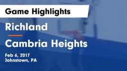 Richland  vs Cambria Heights  Game Highlights - Feb 6, 2017