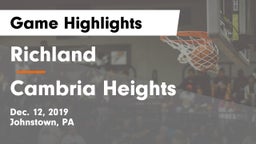 Richland  vs Cambria Heights  Game Highlights - Dec. 12, 2019