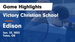 Victory Christian School vs Edison  Game Highlights - Jan. 22, 2022