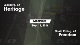 Matchup: Heritage  vs. Freedom  2016