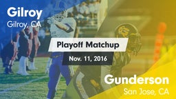Matchup: Gilroy  vs. Gunderson  2016