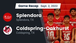Recap: Splendora  vs. Coldspring-Oakhurst  2022