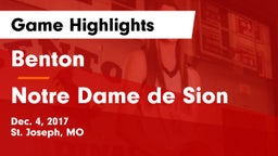Benton  vs Notre Dame de Sion  Game Highlights - Dec. 4, 2017