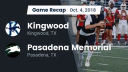 Recap: Kingwood  vs. Pasadena Memorial  2018