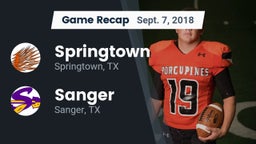 Recap: Springtown  vs. Sanger  2018