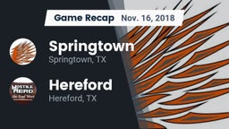 Recap: Springtown  vs. Hereford  2018