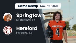 Recap: Springtown  vs. Hereford  2020