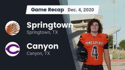 Recap: Springtown  vs. Canyon  2020