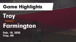 Troy  vs Farmington  Game Highlights - Feb. 18, 2020