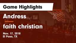 Andress  vs faith christian  Game Highlights - Nov. 17, 2018