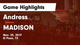 Andress  vs MADISON Game Highlights - Nov. 25, 2019