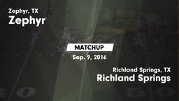 Matchup: Zephyr  vs. Richland Springs  2016