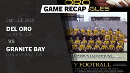 Recap: Del Oro  vs. Granite Bay  2016