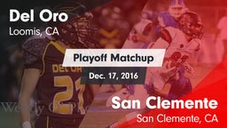 Matchup: Del Oro  vs. San Clemente  2016