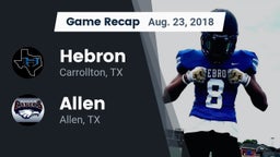 Recap: Hebron  vs. Allen  2018