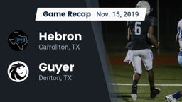 Recap: Hebron  vs. Guyer  2019