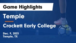 Temple  vs Crockett Early College  Game Highlights - Dec. 9, 2023