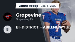 Recap: Grapevine  vs. BI-DISTRICT - ABILENE WYLIE 2020