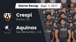 Recap: Crespi  vs. Aquinas   2017