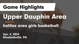 Upper Dauphin Area  vs halifax area girls basketball Game Highlights - Jan. 4, 2024