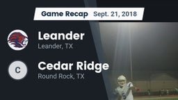 Recap: Leander  vs. Cedar Ridge  2018