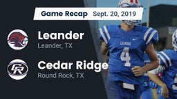 Recap: Leander  vs. Cedar Ridge  2019