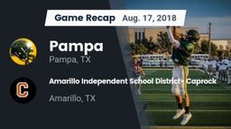 Recap: Pampa  vs. Amarillo Independent School District- Caprock  2018