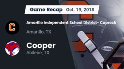 Recap: Amarillo Independent School District- Caprock  vs. Cooper  2018