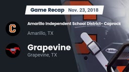 Recap: Amarillo Independent School District- Caprock  vs. Grapevine  2018