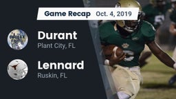 Recap: Durant  vs. Lennard  2019