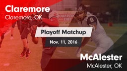 Matchup: Claremore High vs. McAlester  2016
