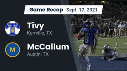 Recap: Tivy  vs. McCallum  2021