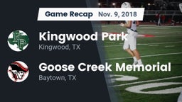Recap: Kingwood Park  vs. Goose Creek Memorial  2018