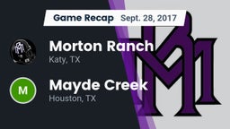 Recap: Morton Ranch  vs. Mayde Creek  2017