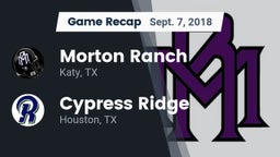 Recap: Morton Ranch  vs. Cypress Ridge  2018