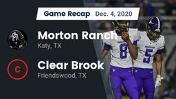 Recap: Morton Ranch  vs. Clear Brook  2020