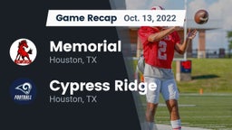 Recap: Memorial  vs. Cypress Ridge  2022