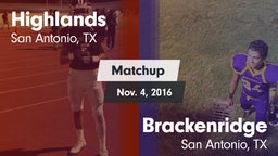 Matchup: Highlands High vs. Brackenridge  2016