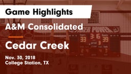 A&M Consolidated  vs Cedar Creek  Game Highlights - Nov. 30, 2018