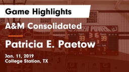 A&M Consolidated  vs Patricia E. Paetow  Game Highlights - Jan. 11, 2019