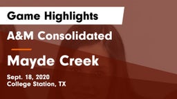 A&M Consolidated  vs Mayde Creek  Game Highlights - Sept. 18, 2020