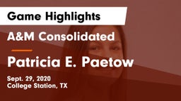 A&M Consolidated  vs Patricia E. Paetow  Game Highlights - Sept. 29, 2020