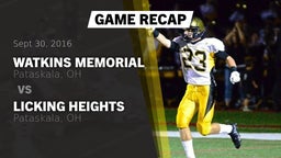 Recap: Watkins Memorial  vs. Licking Heights  2016